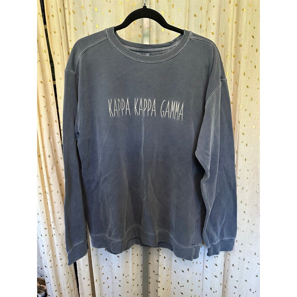 Comfort Colors Embroidered Kappa Kappa Gamma Crew Neck Mineral Wash Sweatshirt M
